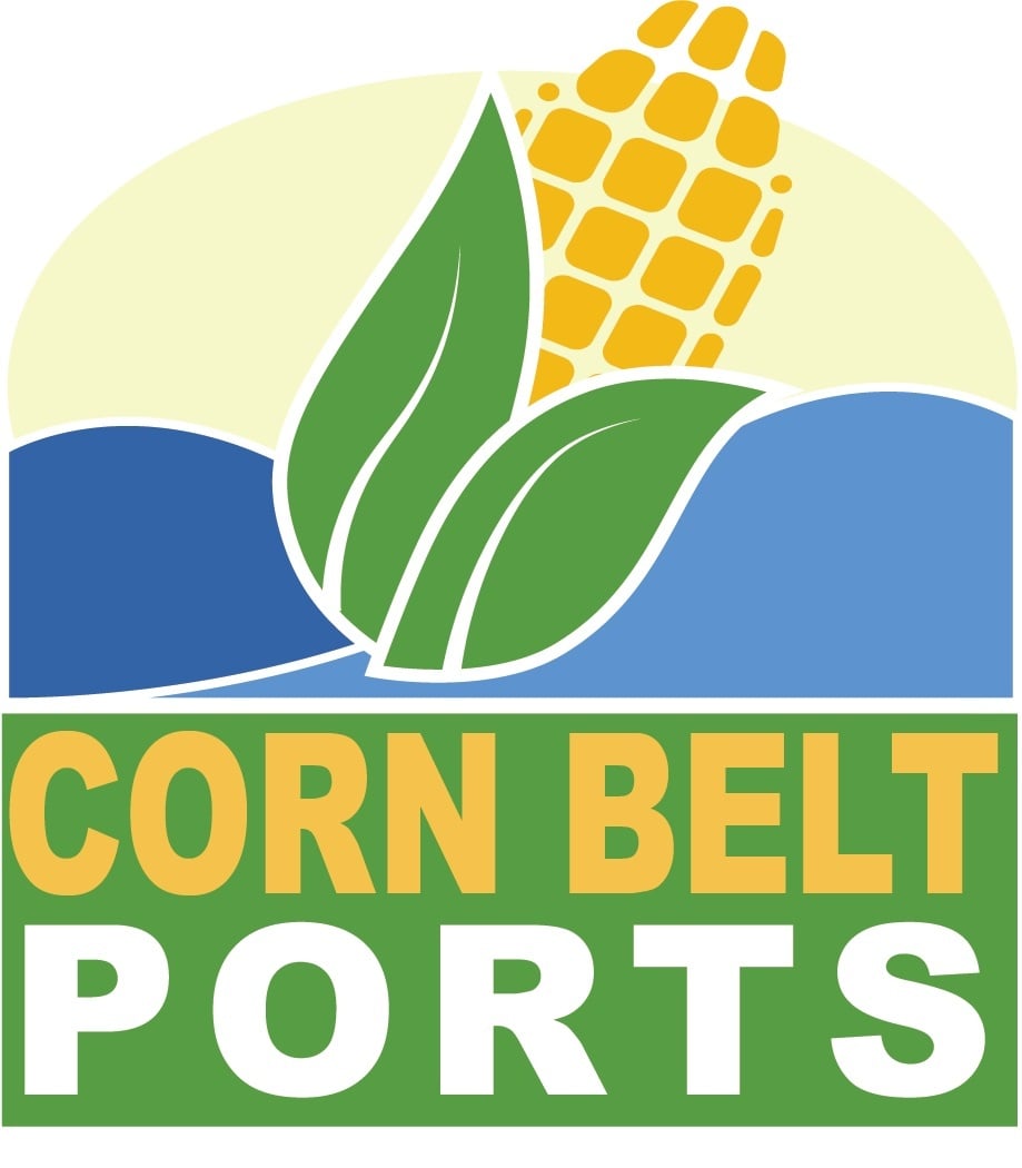 Corn Belt Ports logo with stylized corn graphic in green and yellow above blue text.