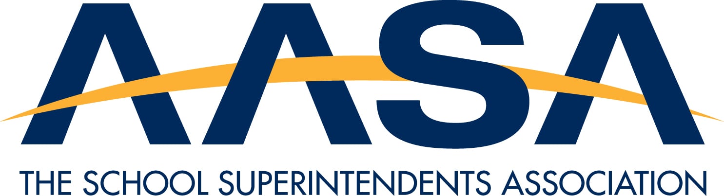 AASA, The School Superintendents Association logo in blue with gold swoosh.
