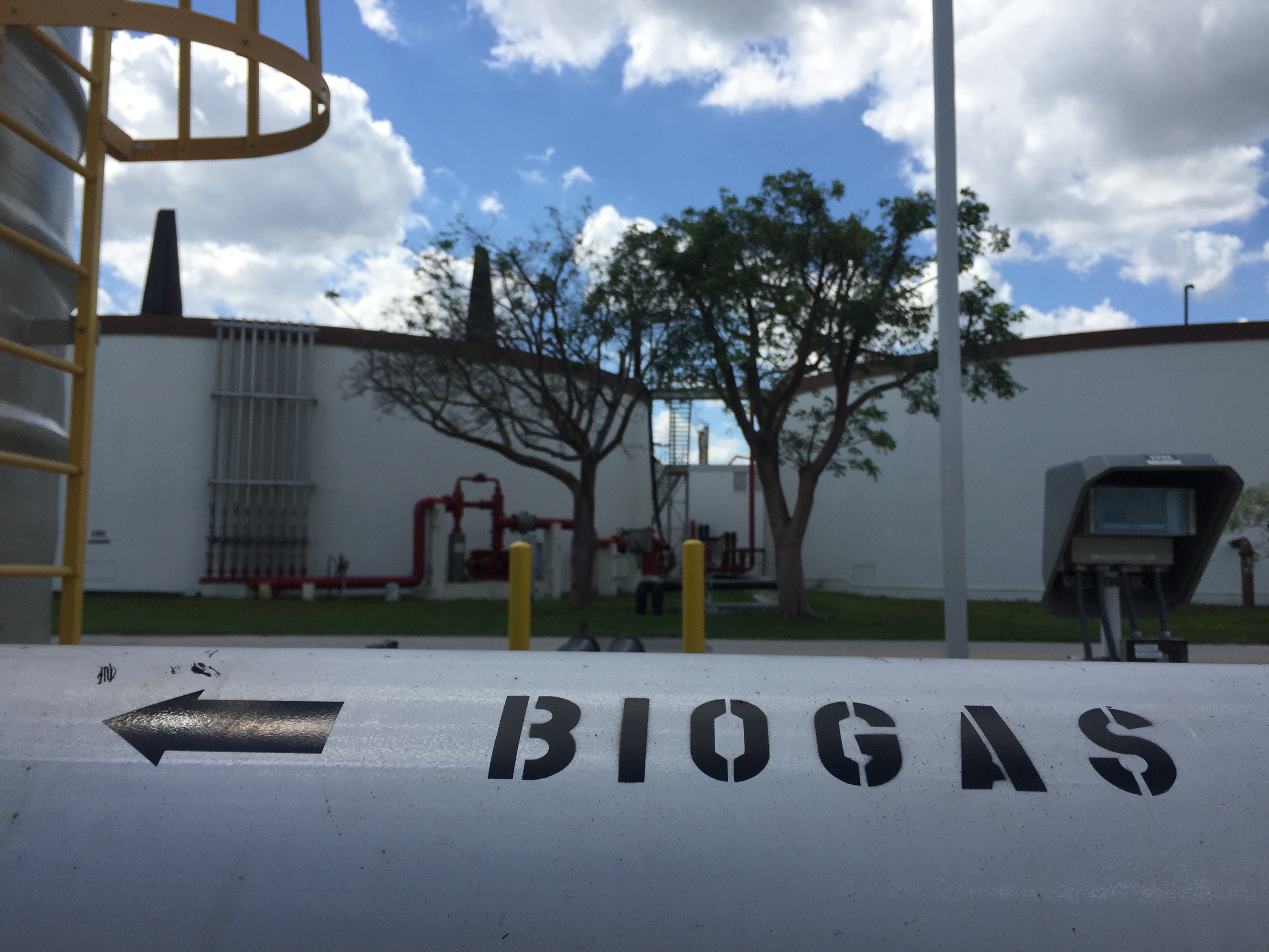 Biogas infrastructure at Broward County Wastewater Treatment Plant supporting renewable energy generation and cogeneration operations.