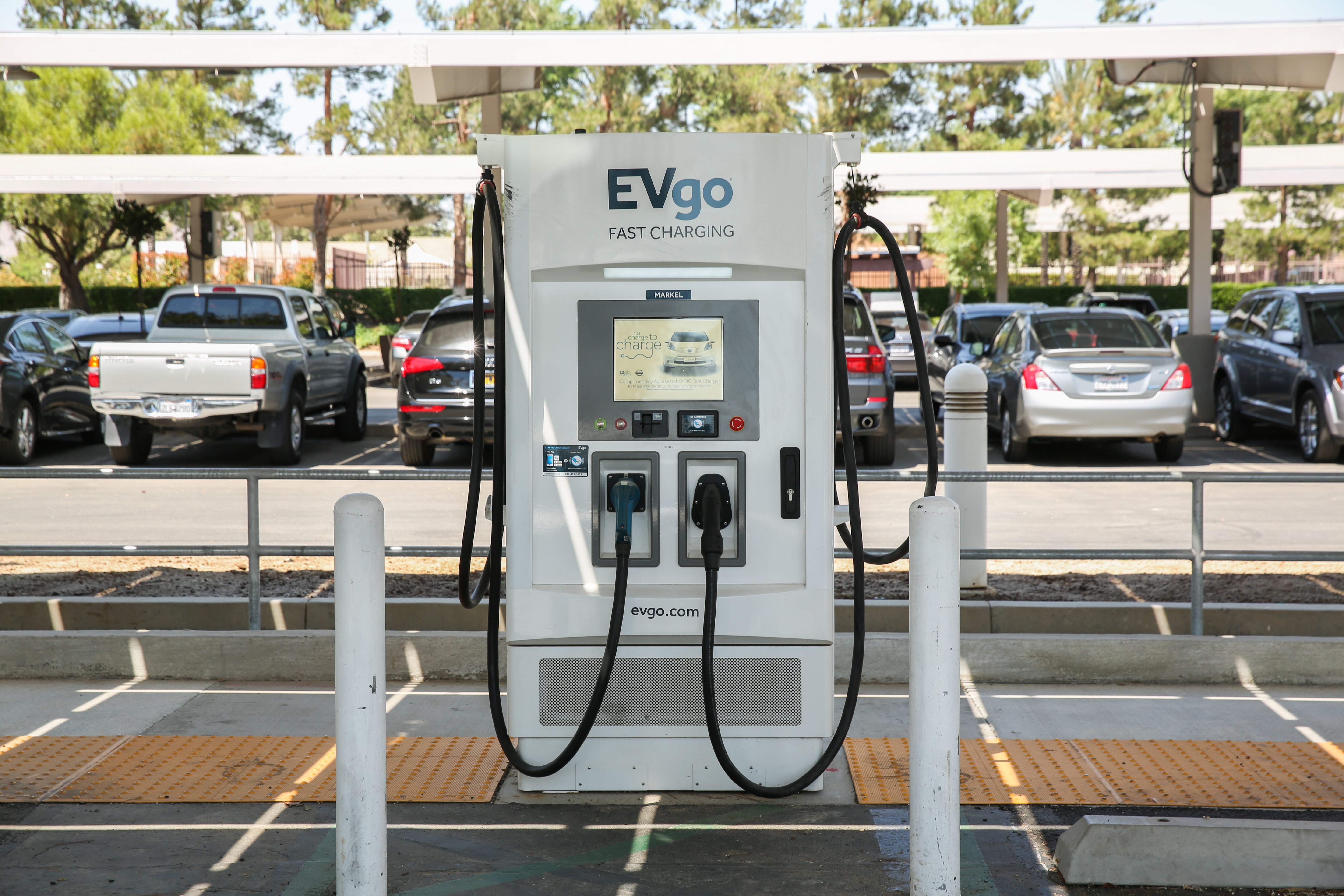 Public EV fast-charging station providing convenient charging access for electric vehicle drivers.