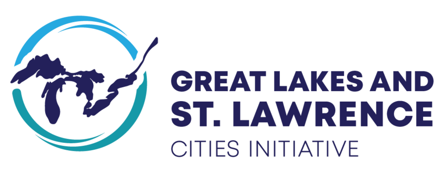 Great Lakes and St. Lawrence Cities Initiative logo with blue and green circular water graphic.