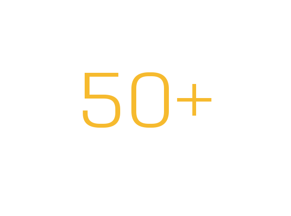 Proof in Numbers graphic displaying “50+” to highlight organizational experience.