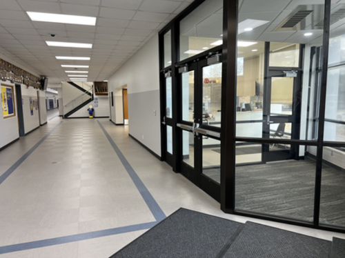An image of the newly designed security entrance at Paris Community Unity School District Security 4