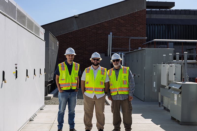 OPTERRA team members on site at the Solano County Library microgrid supporting resilient operations and backup power during grid outages.