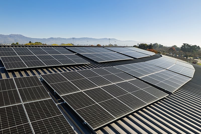 Rooftop solar array supporting microgrid operations, energy resilience, and reduced utility costs.