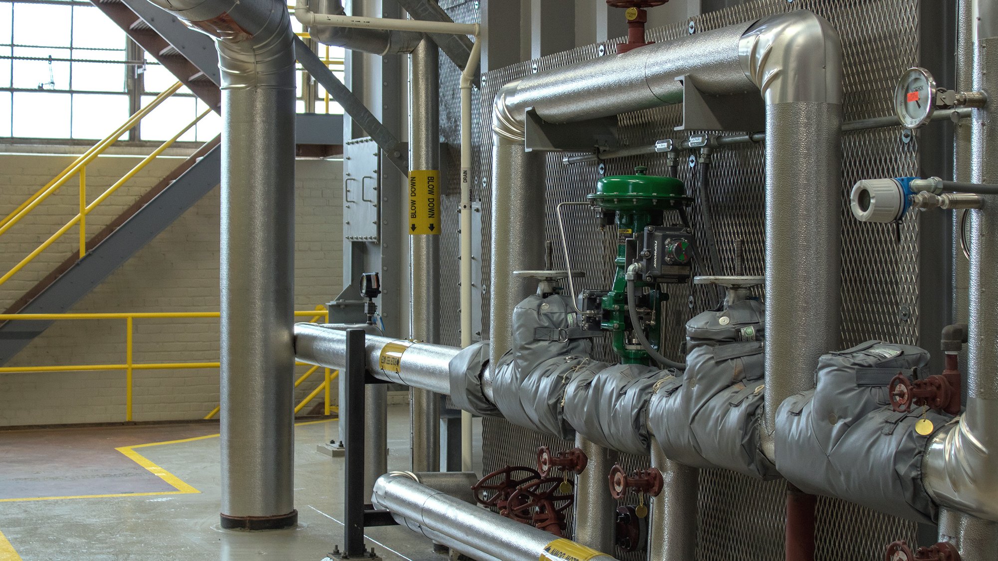 Interior view of Eastern Michigan University's ogeneration system that provides more than 90 percent of the University's electricity and heat.