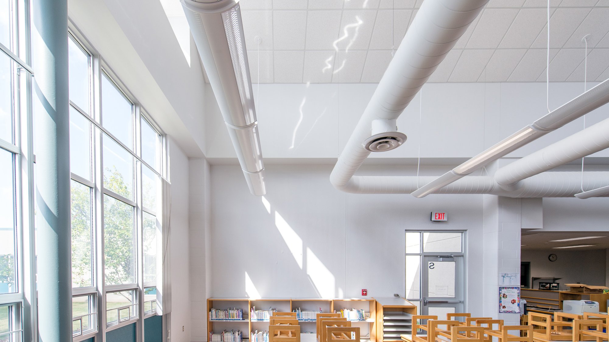 Commercial HVAC air handling equipment installed as part of a building energy modernization project.