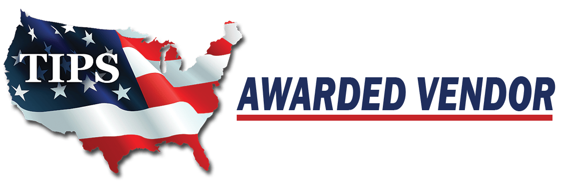 Graphic of the United States filled with an American flag design and the text ‘TIPS Awarded Vendor’ displayed beside it.