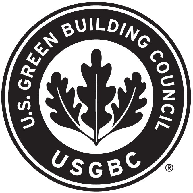 U.S. Green Building Council (USGBC) logo in black and white circular design.